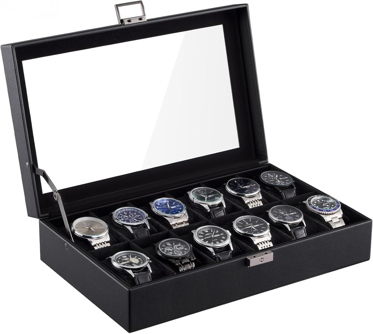 ProCase Caja de reloj con 12 ranuras para hombres -AllBlack | Organ...