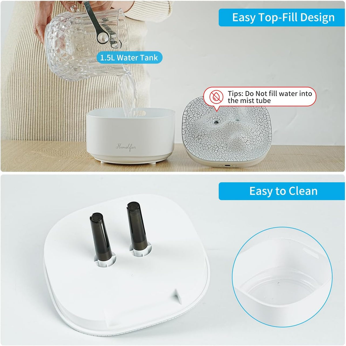 Humidificador portátil de niebla fría pequeño de 1.5L | Depósito de...
