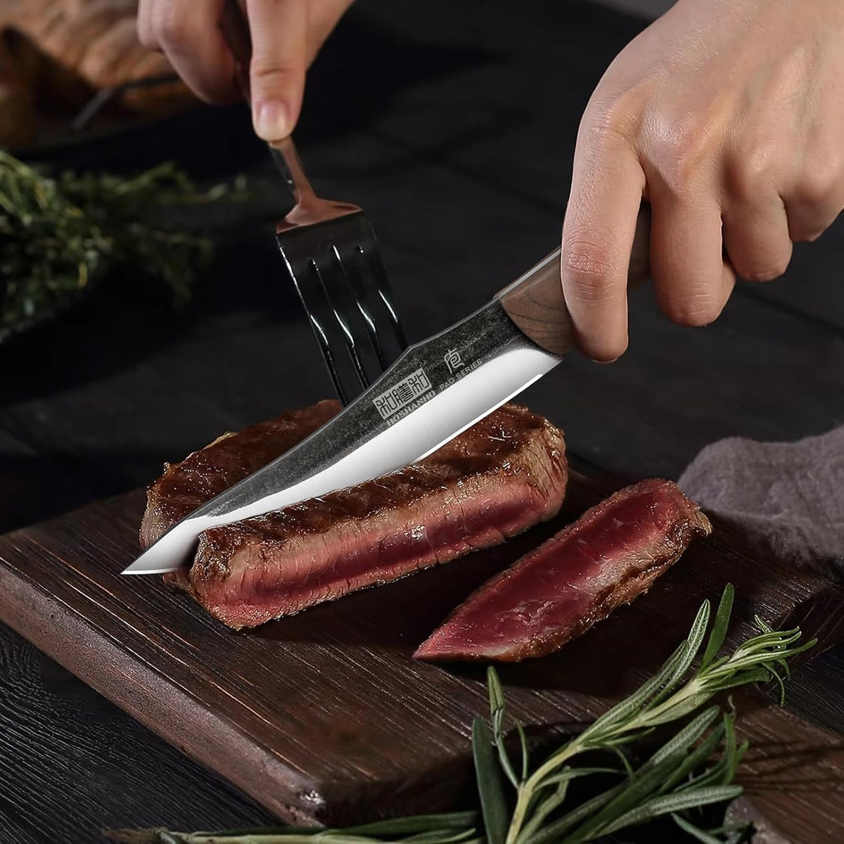 HOSHANHO Juego de 6 cuchillos para carne, ultra afilados de 4.5 pul...