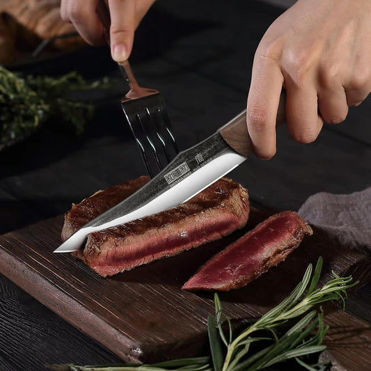 HOSHANHO Juego de 6 cuchillos para carne, ultra afilados de 4.5 pul...