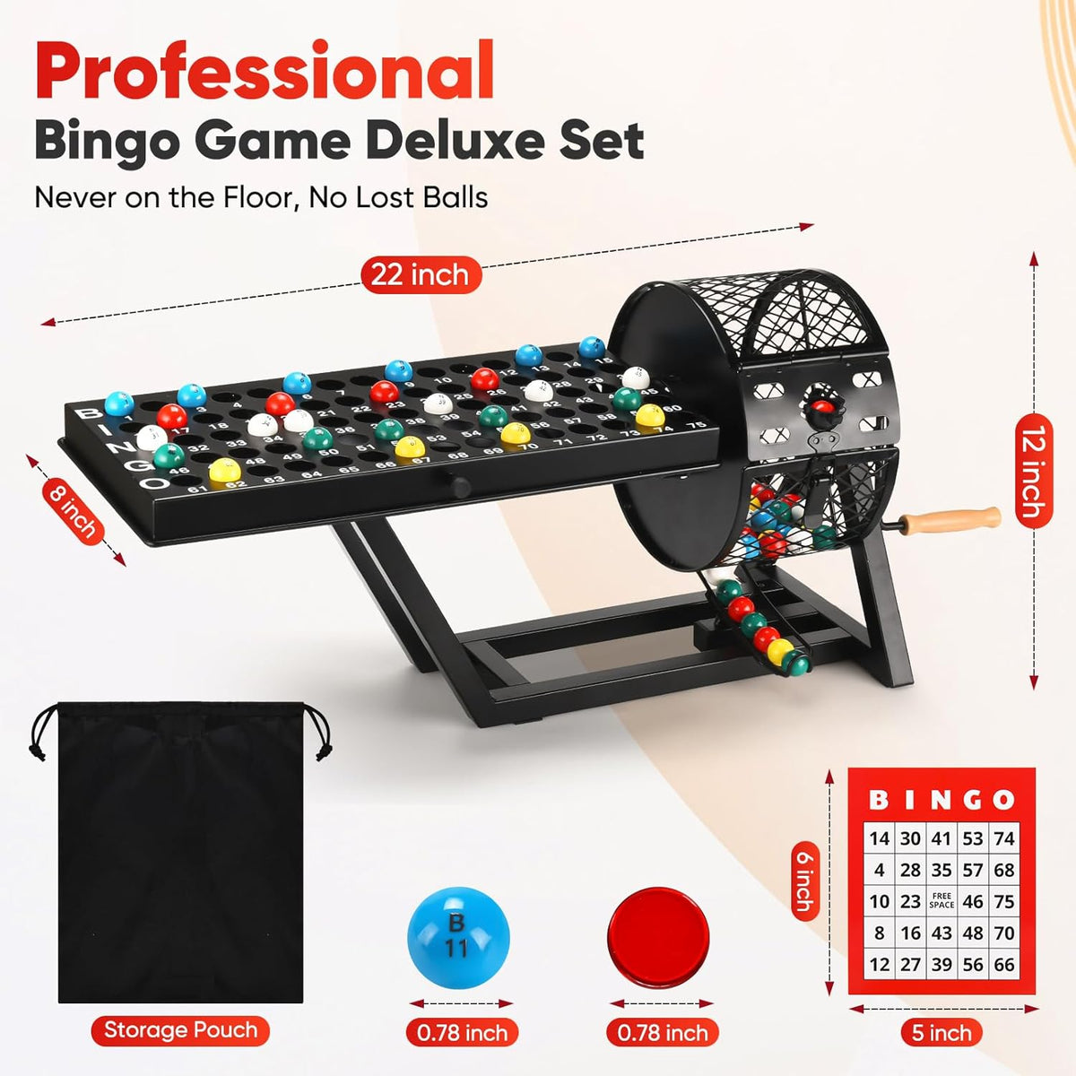 AugFir Juego de bingo profesional de lujo, juegos de bingo de mesa...