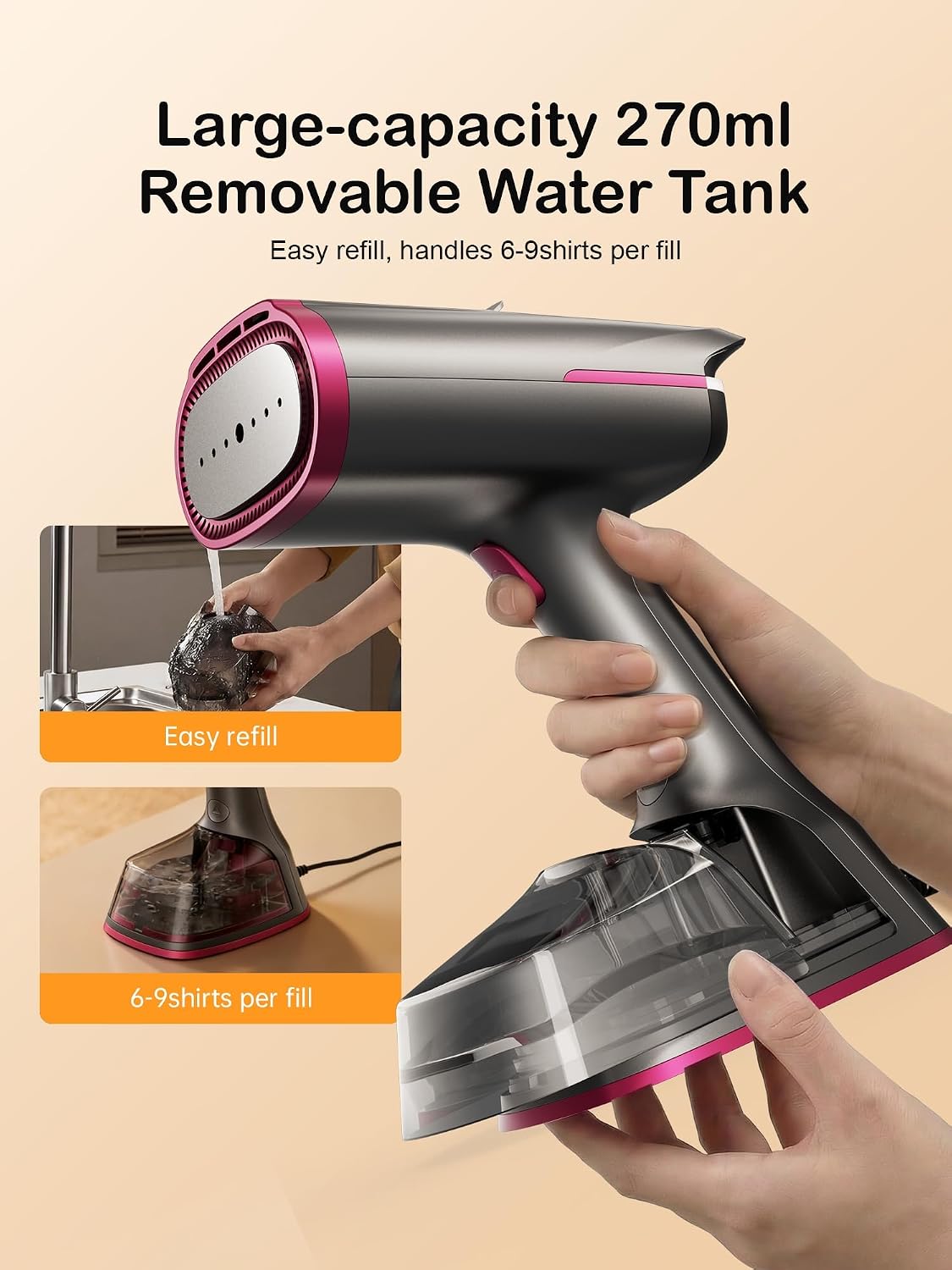 DRFLASH Vaporizador de vacío para ropa,Vaporizador de mano de succi...