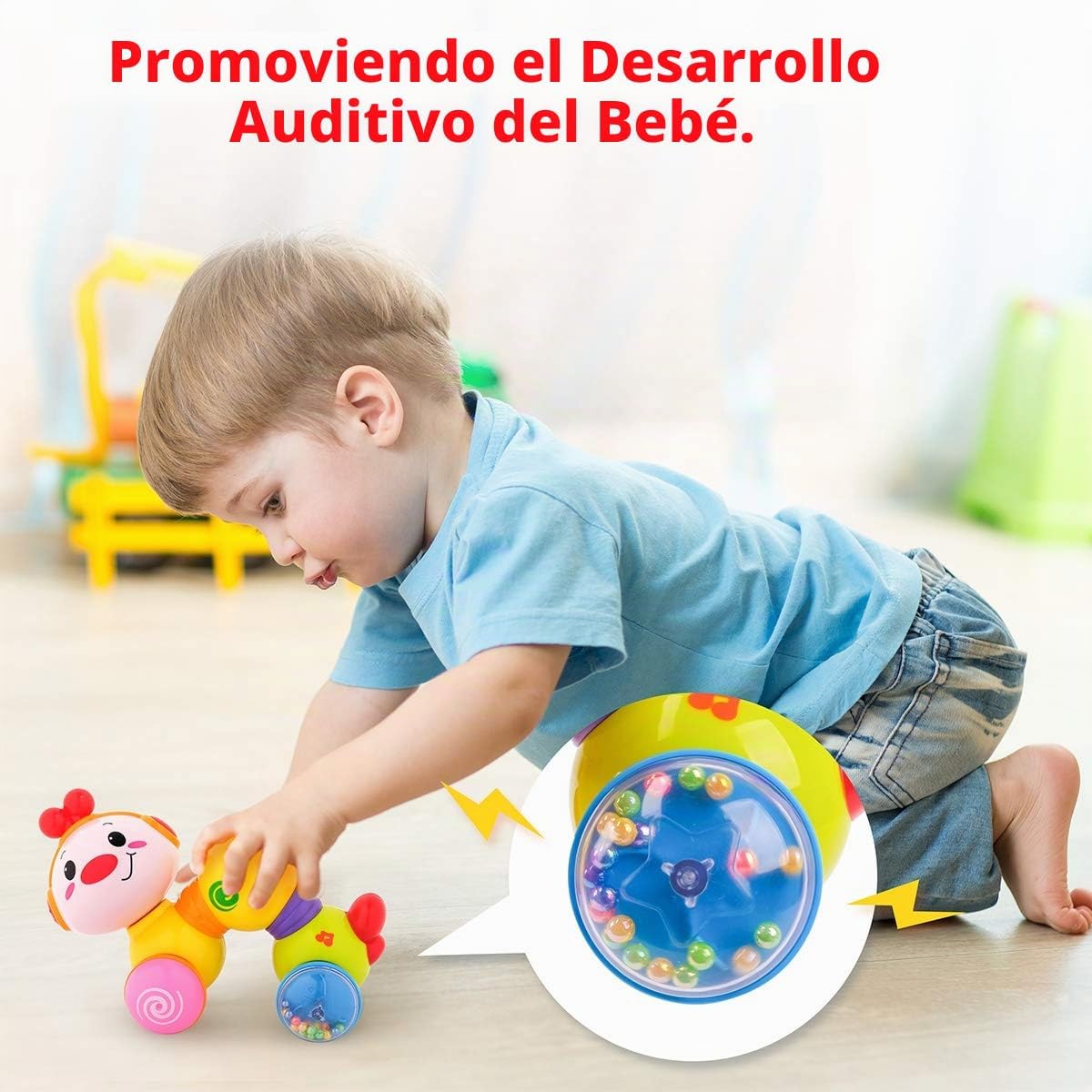Vanmor - Juguetes para bebés de 6 a 12 meses, oruga musical Press &...
