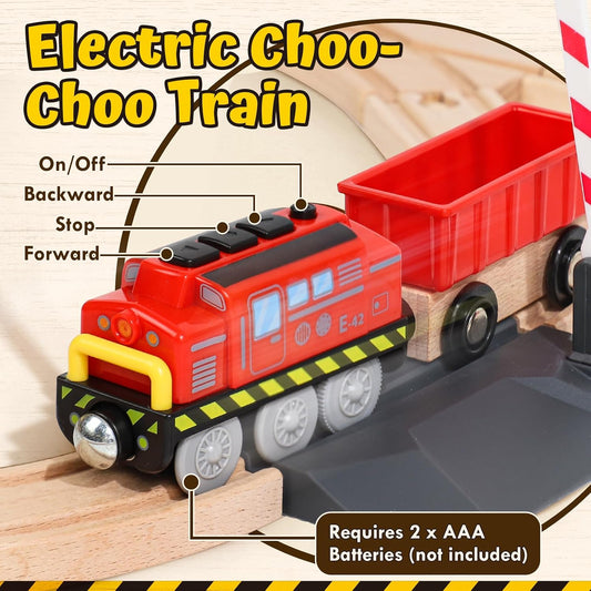 Lehoo Castle - Juego de tren de madera, juguetes de construcción pa...