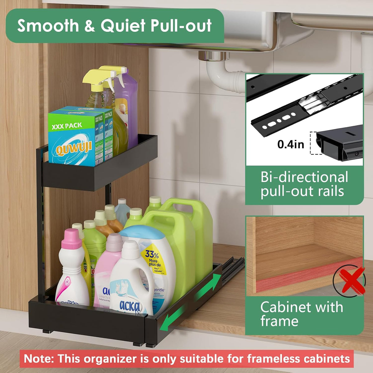 REALINN Organizadores y almacenamiento ampliables para debajo del f...