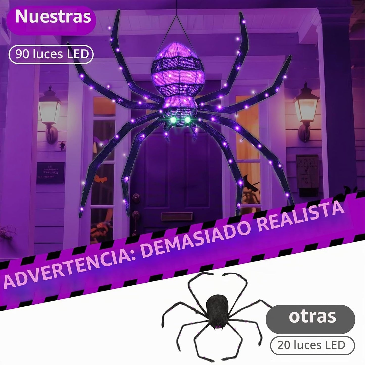 HOYECHI Decoraciones de Halloween para colgar al aire libre, araña...