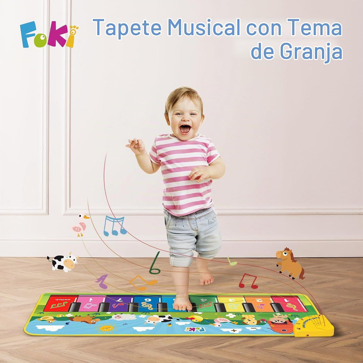 FOKI - Alfombrilla para piano de piso, juguetes para bebés y niños...