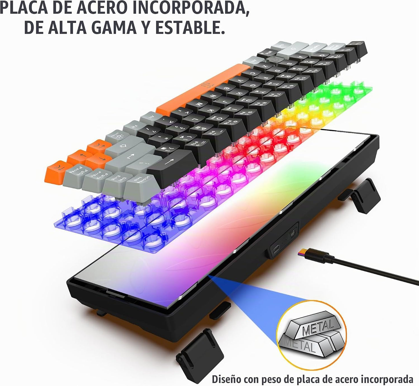 Snpurdiri Combo de teclado y mouse inalámbricos 60% para juegos, ba...