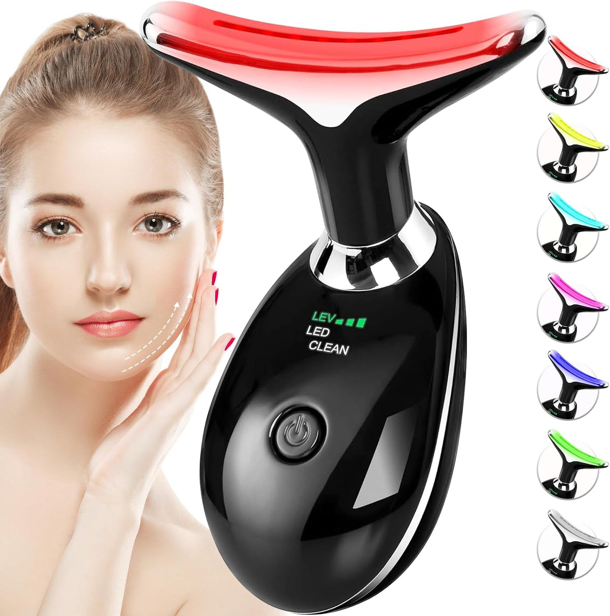 SDKWDH Terapia de Luz Roja para Cara y Cuello, Herramienta de Masaj...