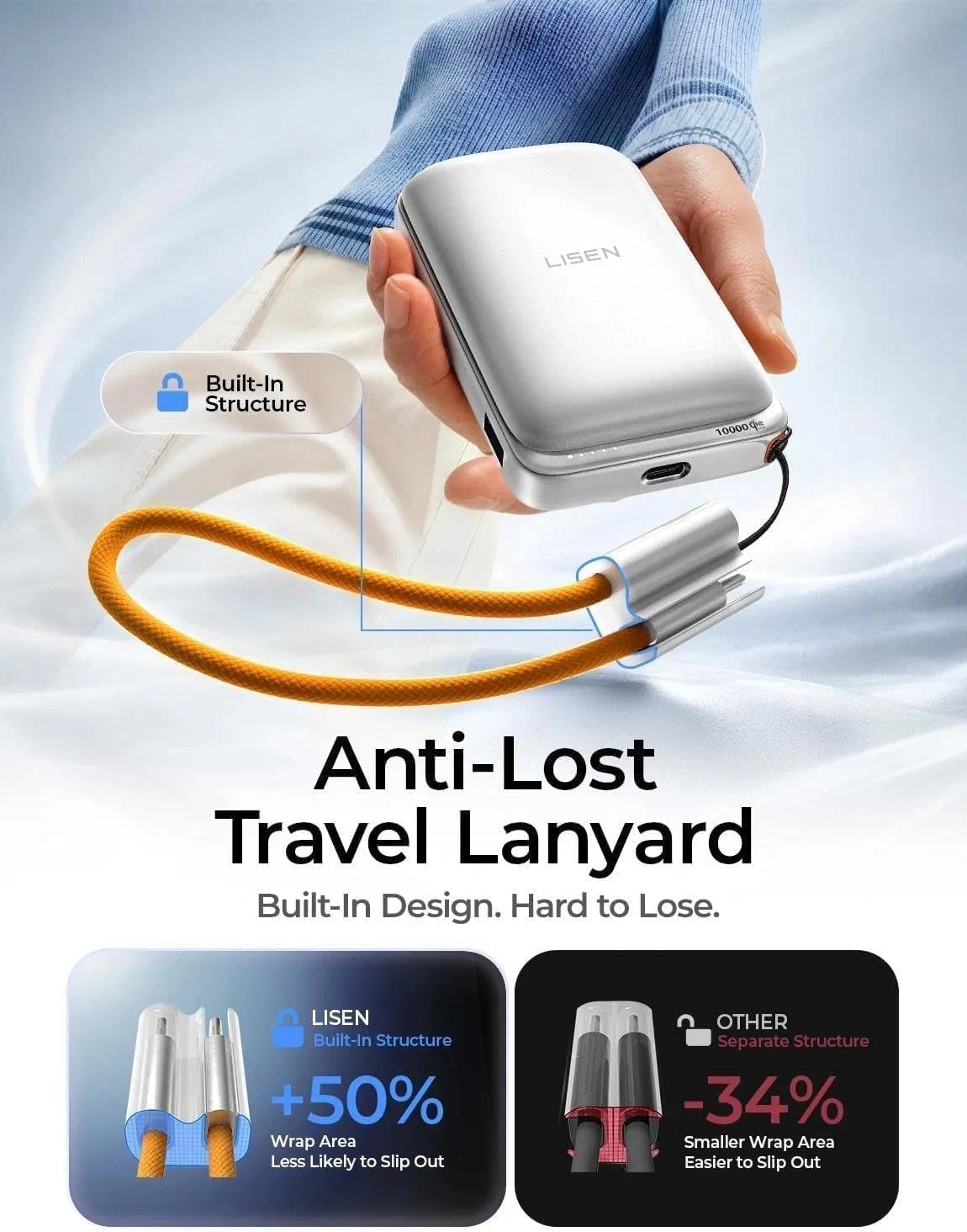 LISEN Cargador portátil magnético para iPhone 10000mAh | QI2.2 Carg...