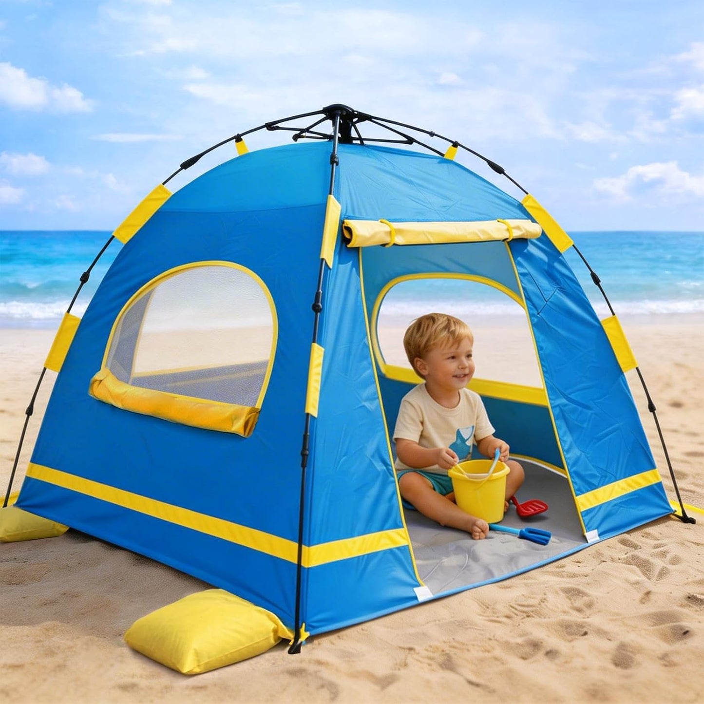 Tienda de campaña de playa para bebés con protección UV UPF 50+, in...