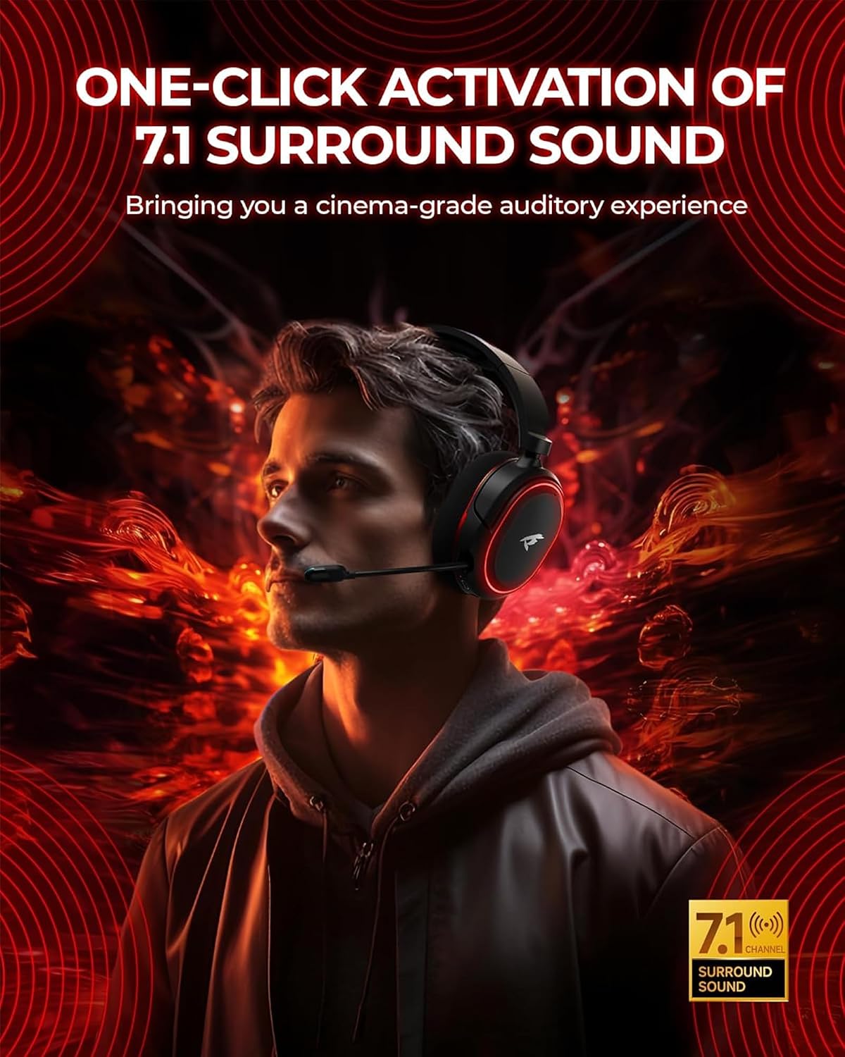Auriculares inalámbricos para juegos, sonido envolvente 7.1, auricu...
