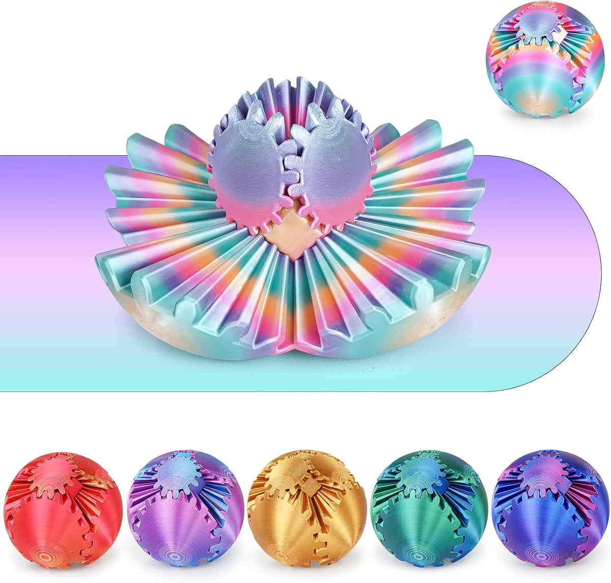 GearSphere Juguete Fidget de Bola Giratoria o Cubo Impreso en 3D, J...