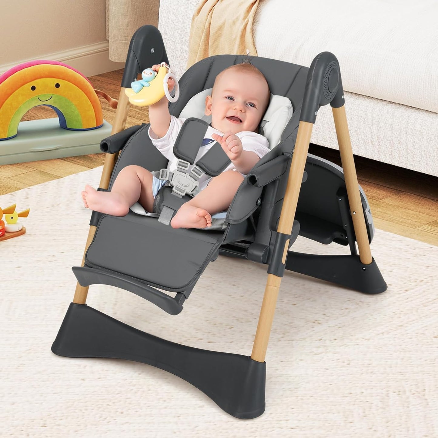 INFANS Silla alta para bebé, sillas altas para bebés y niños pequeñ...