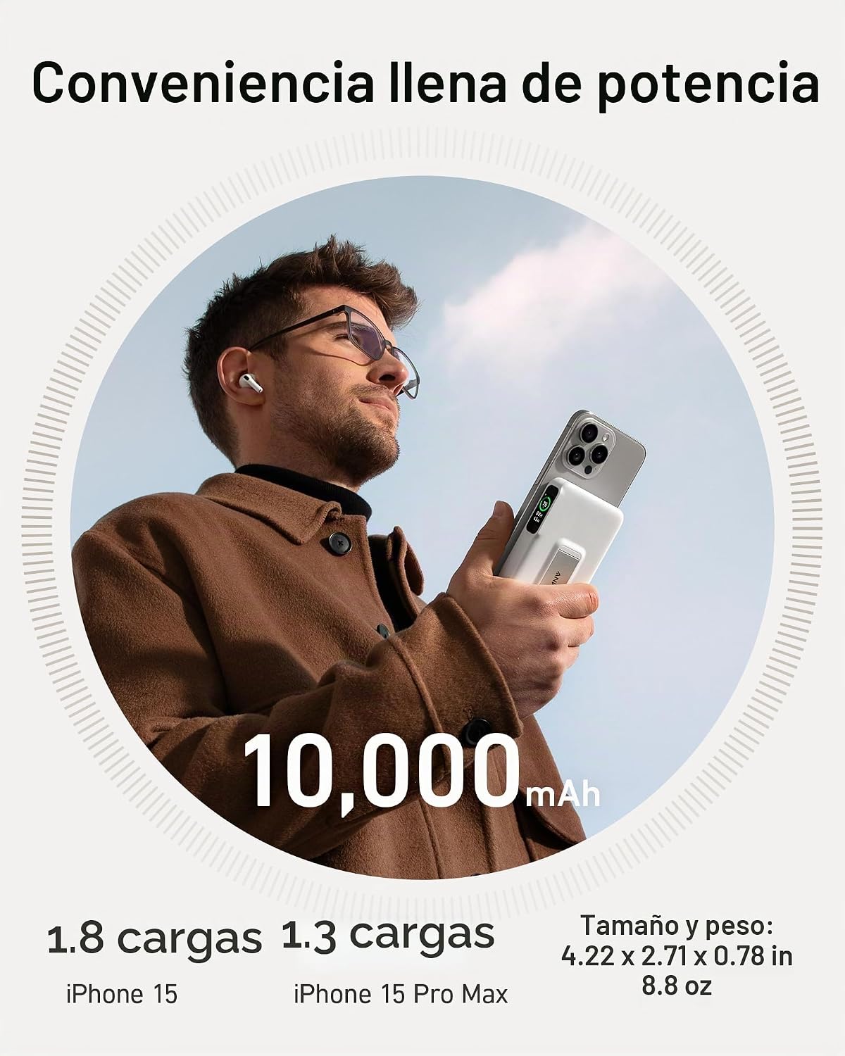 Anker MagGo Power Bank, Cargador portátil compatible con MagSafe, c...