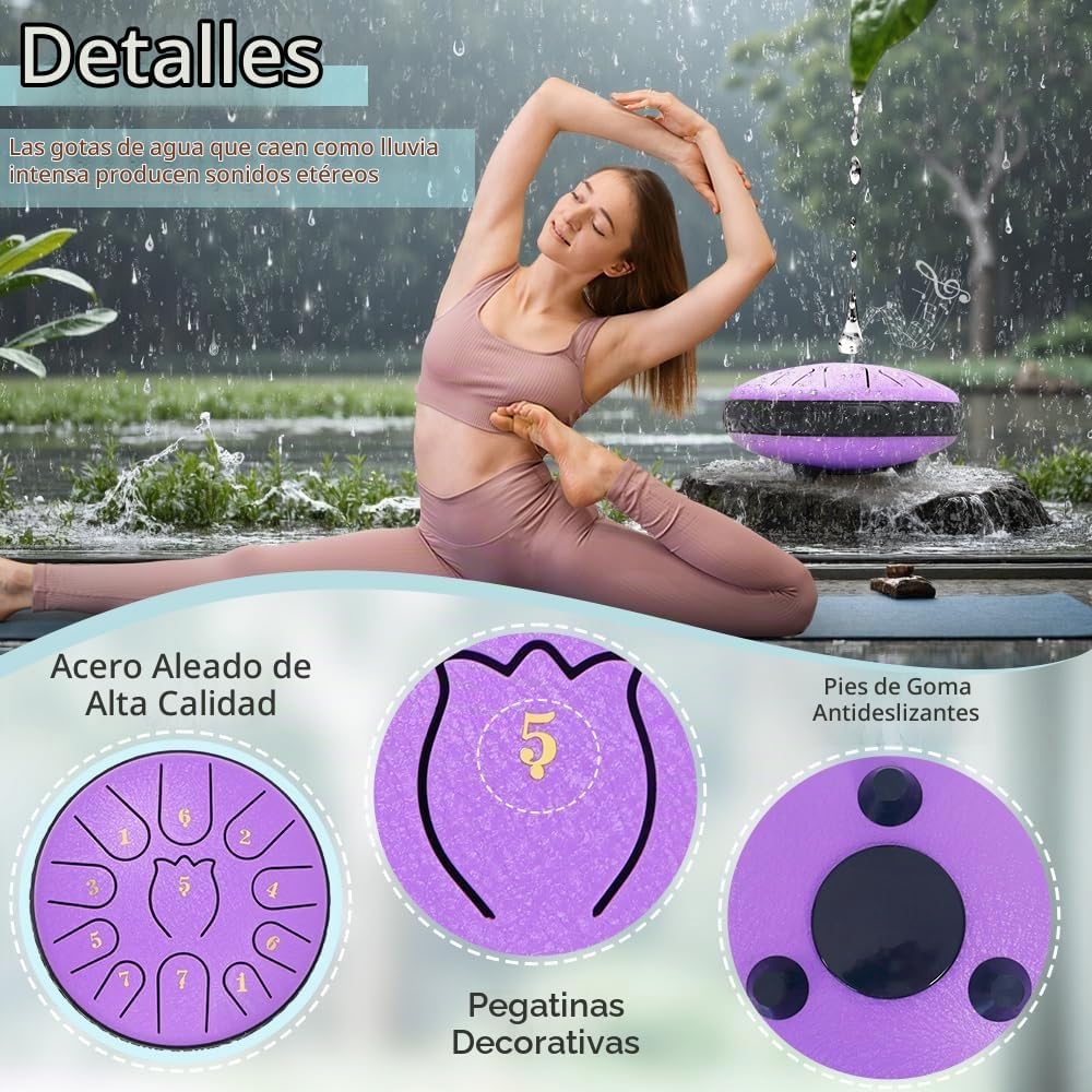 Tambor de Lengua de Acero de 6 Pulgadas, 11 Notas, Tambores de Acer...