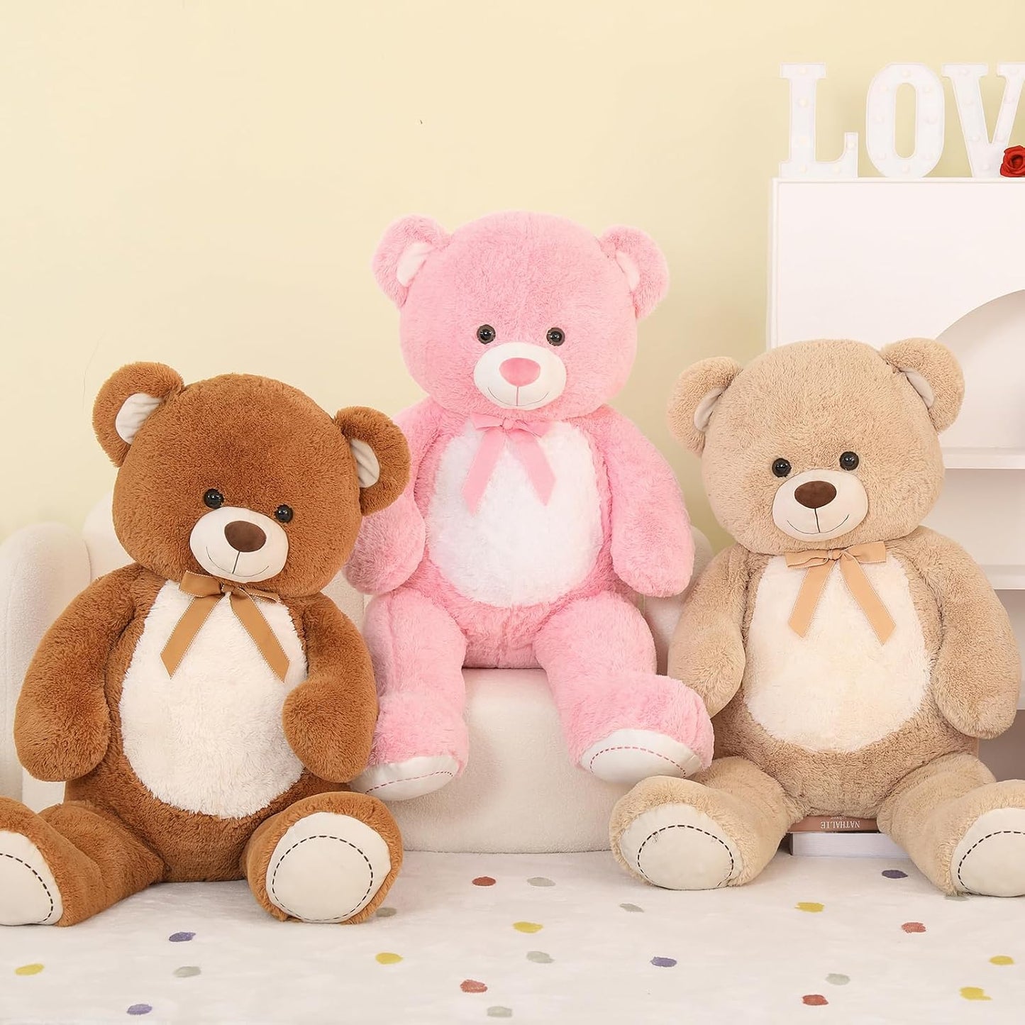MorisMos Oso de peluche gigante de 4 pies, 51 pulgadas, oso rosa gr...