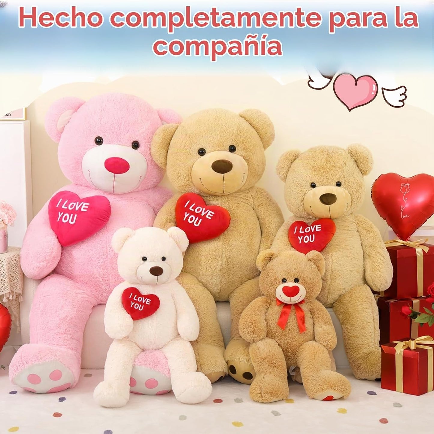 MaoGoLan - Oso de peluche grande de 132 cm, oso de peluche rosa gig...