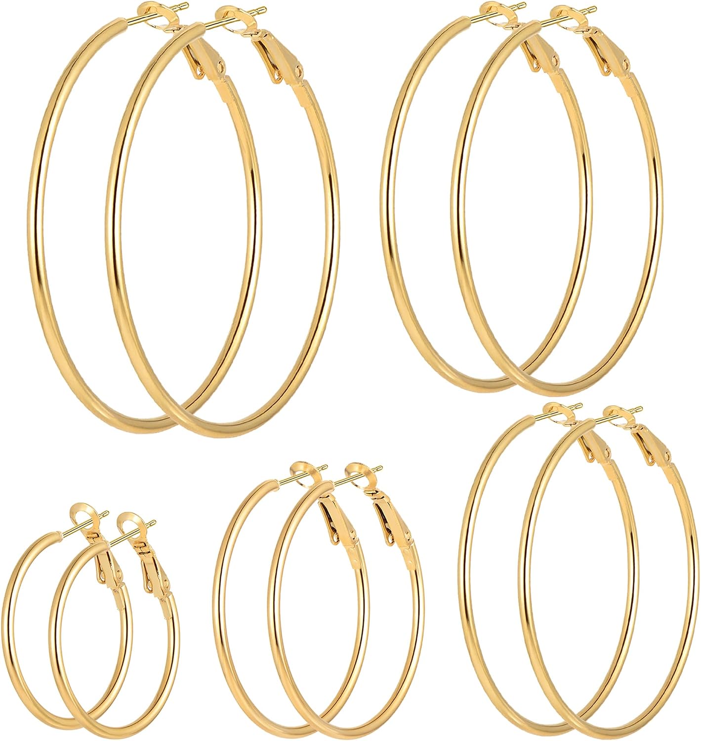 5\/12 Pares Pendientes de Aro Chapados en Oro y Plata para Mujer, J...