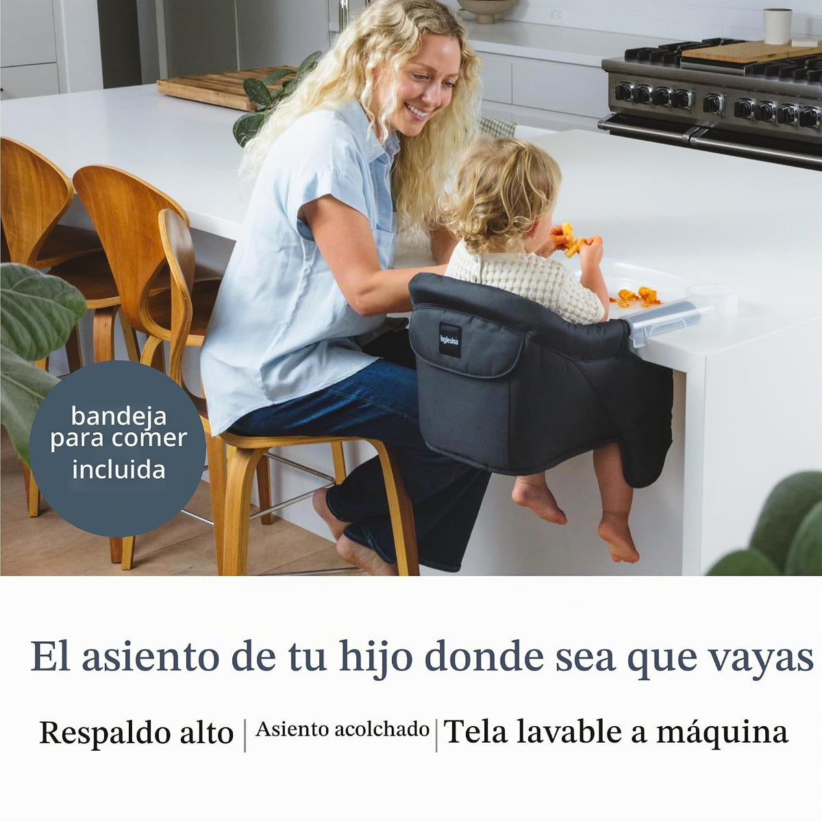 Inglesina Silla de mesa rápida, color negro + bandeja de comedor rá...