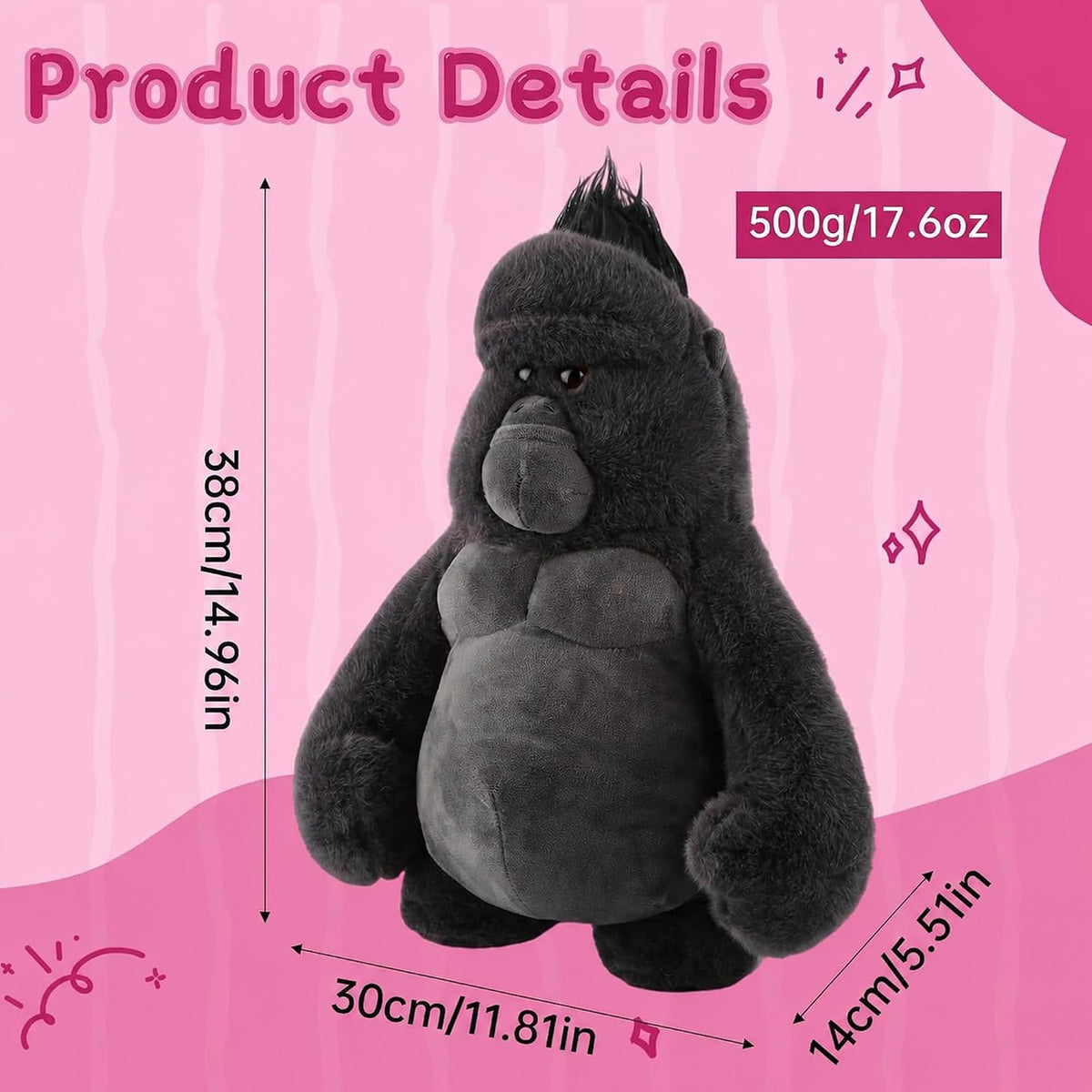 Animal de peluche Gorila, Juguetes de mono de peluche para niños, m...