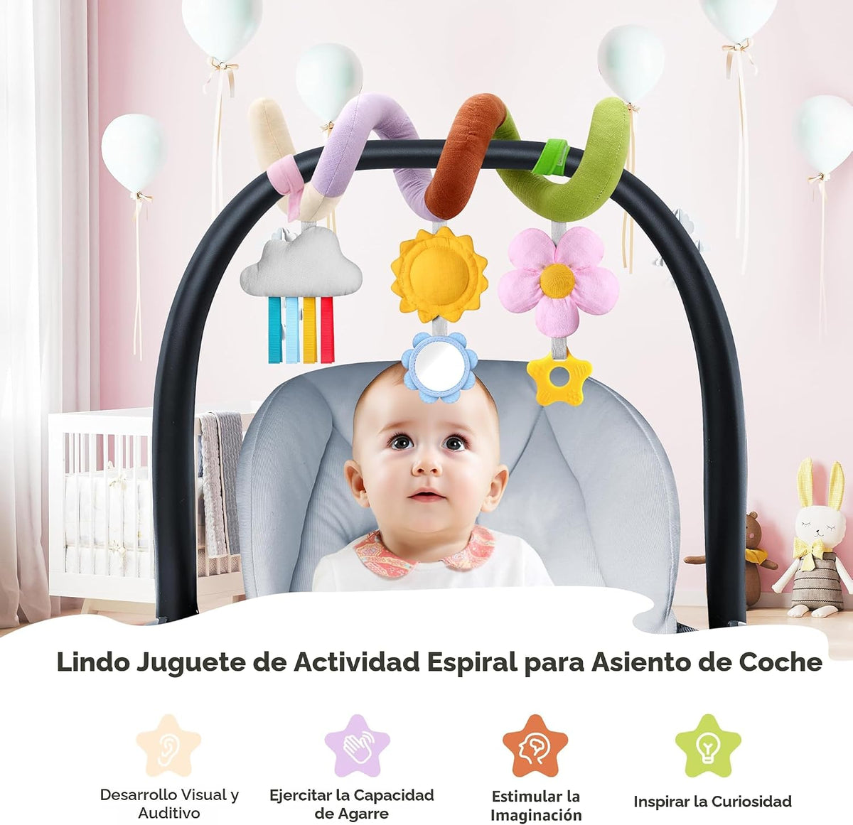Stuffed Juguetes en espiral para asiento de automóvil para bebé, lo...