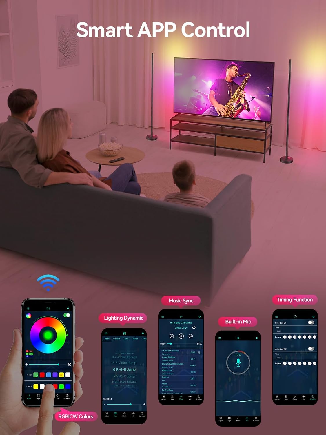 OIYN Smart RGBICW Lámpara de Pie LED de Esquina Paquete de 2 - 16 M...