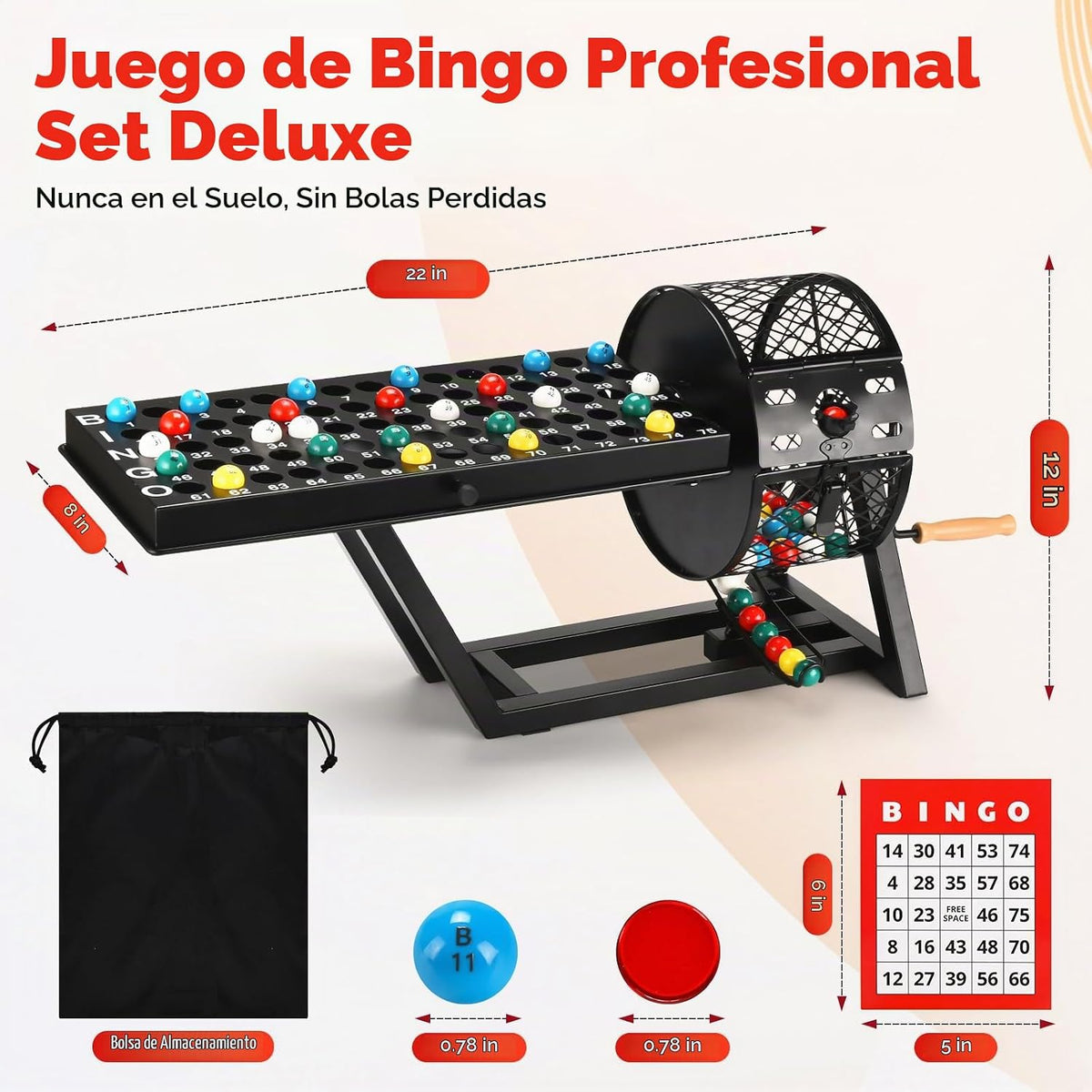 AugFir Juego de bingo profesional de lujo, juegos de bingo de mesa...