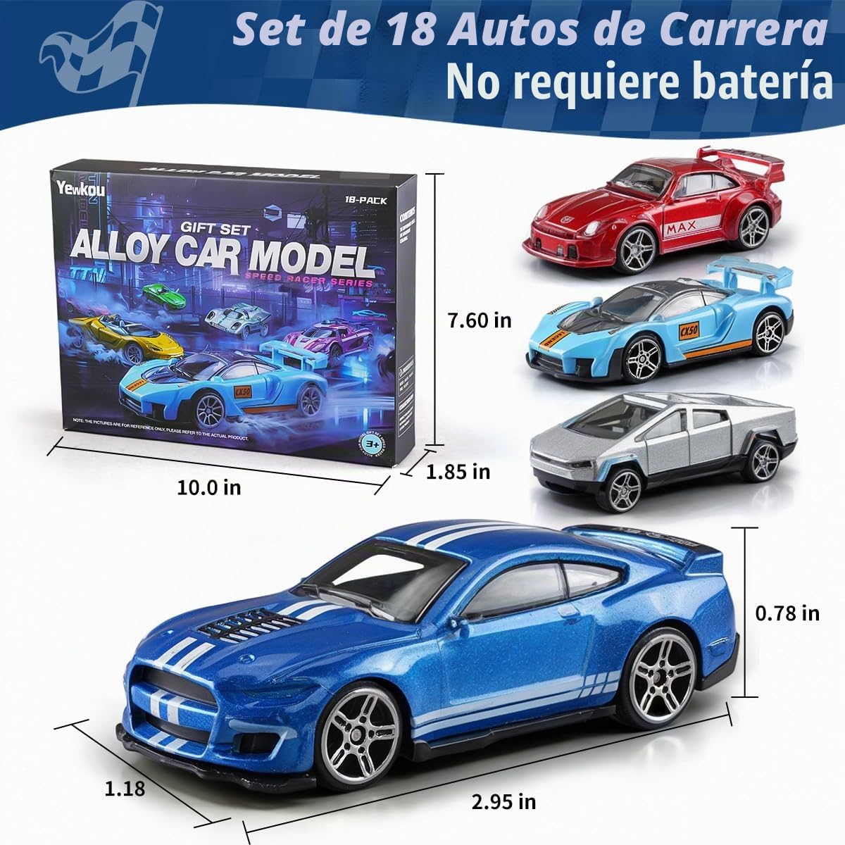 Yewkou Toys Cars Paquete de 18, Juego de vehículos de metal fundido...