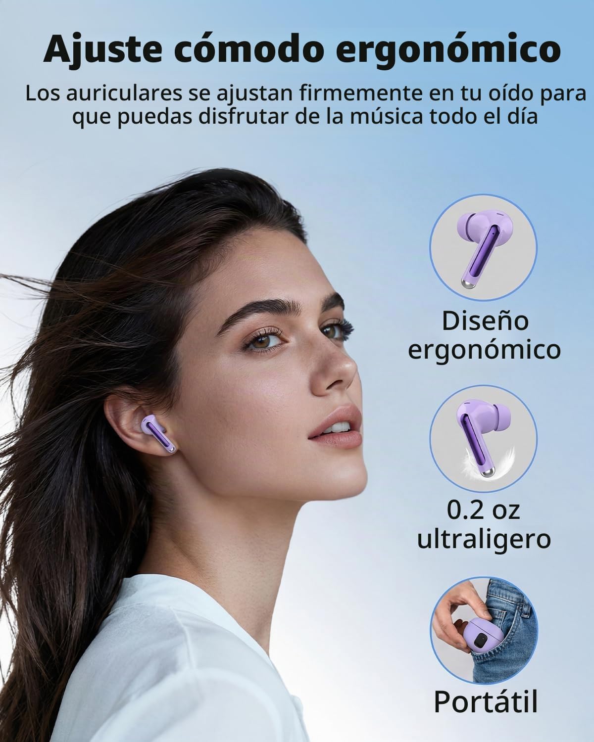 Auriculares inalámbricos, Bluetooth 5.4 auriculares estéreo de grav...