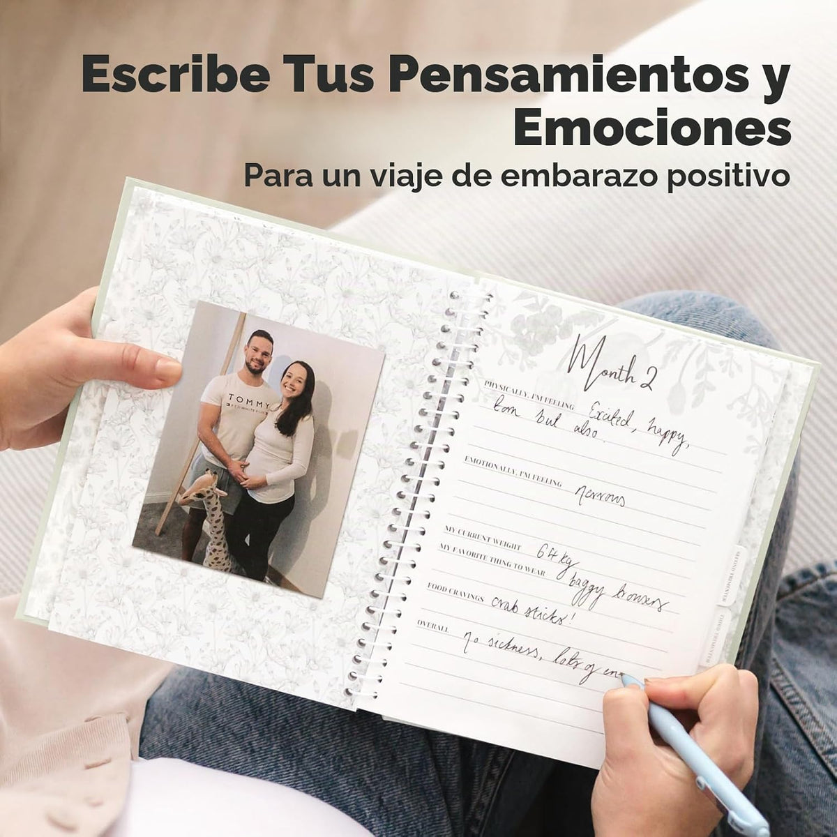 Diario de embarazo, anuncios de embarazo, 80 páginas de tapa dura (...