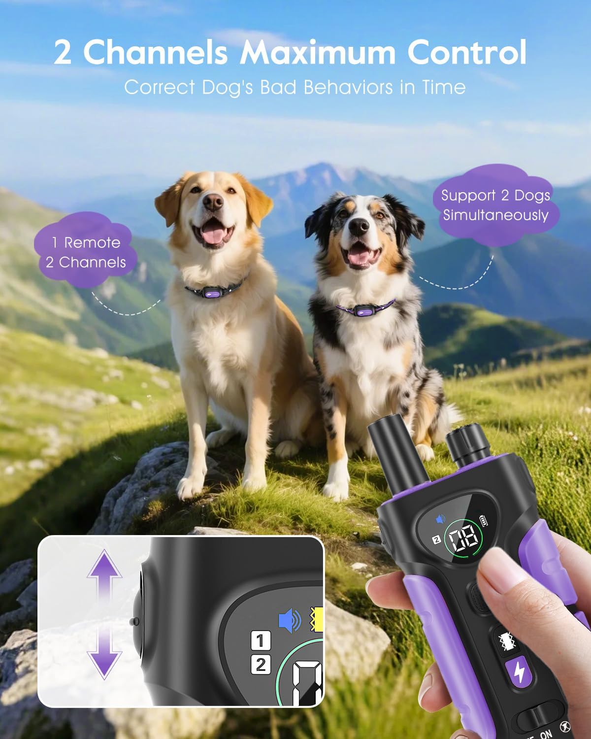 SLOPEHILL Collar de choque para perros, collar de entrenamiento par...