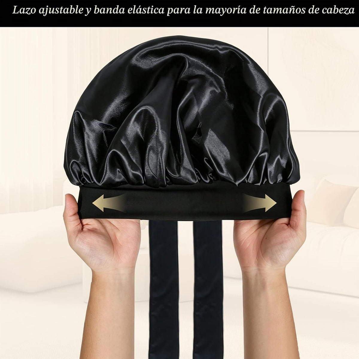 Gorro de satén de seda para dormir, gorros grandes con banda de ama...