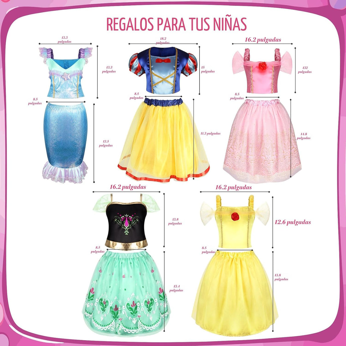 HAMSILY Ropa de princesa para niñas pequeñas de 3, 4, 5, 6 años | D...