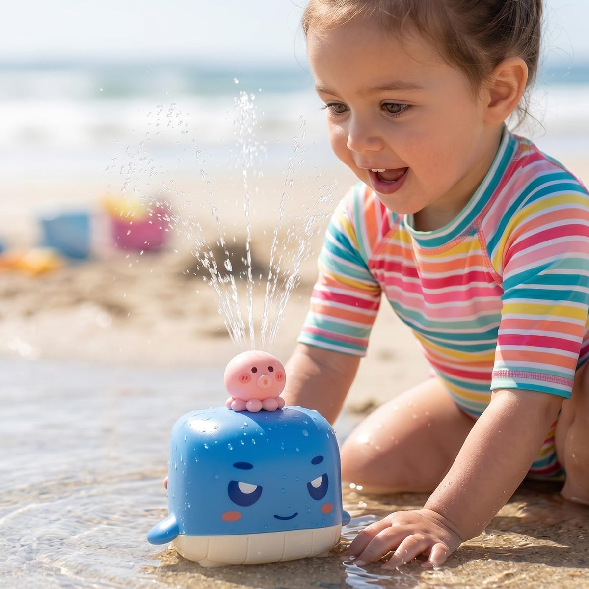 Sizobi Aspersor de baño de ballena iluminado para niños de 1 a 3 añ...