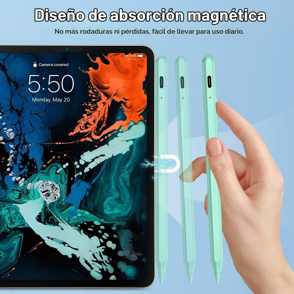 BLEBLE Lápiz óptico para iPad 2018-2026, lápiz de carga rápida para...