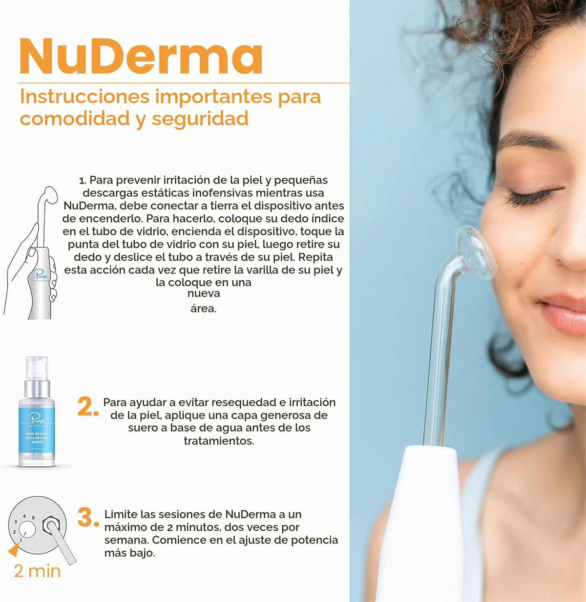 NuDerma - Máquina portátil de terapia de piel de mano, con neón, an...