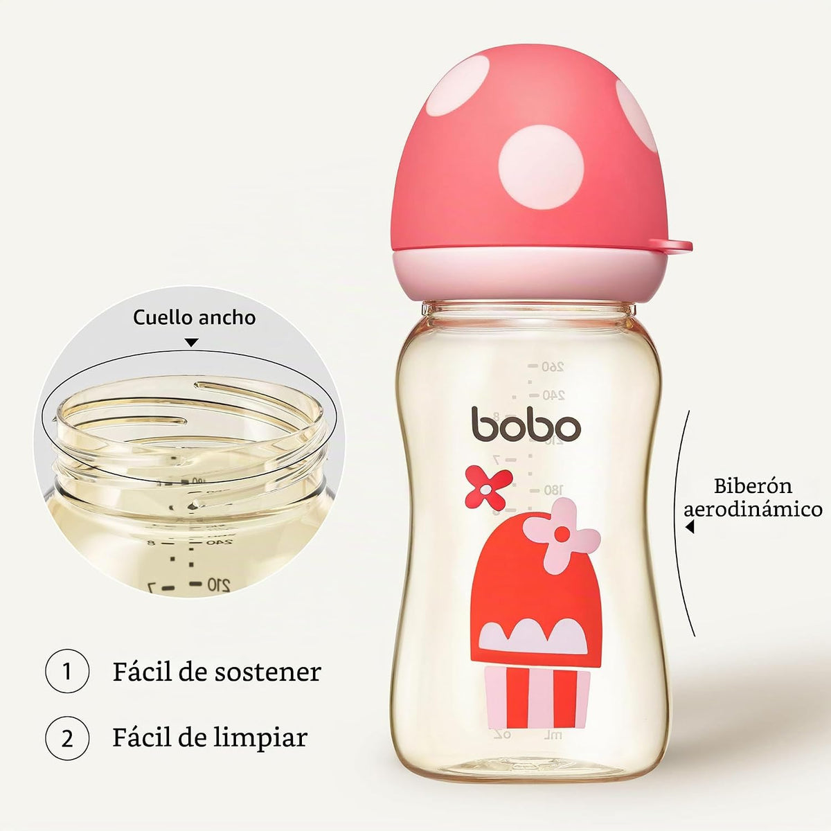 YOHKOH PPSU Biberón de cuello ancho para bebé, biberón anti-cólico...