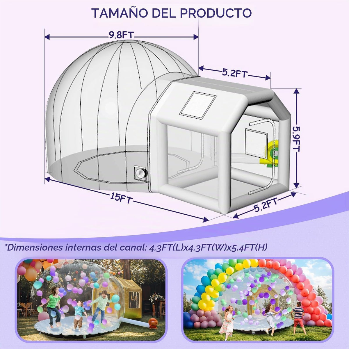 Cúpula inflable de la casa de la burbuja de 10ft para los niños, ti...