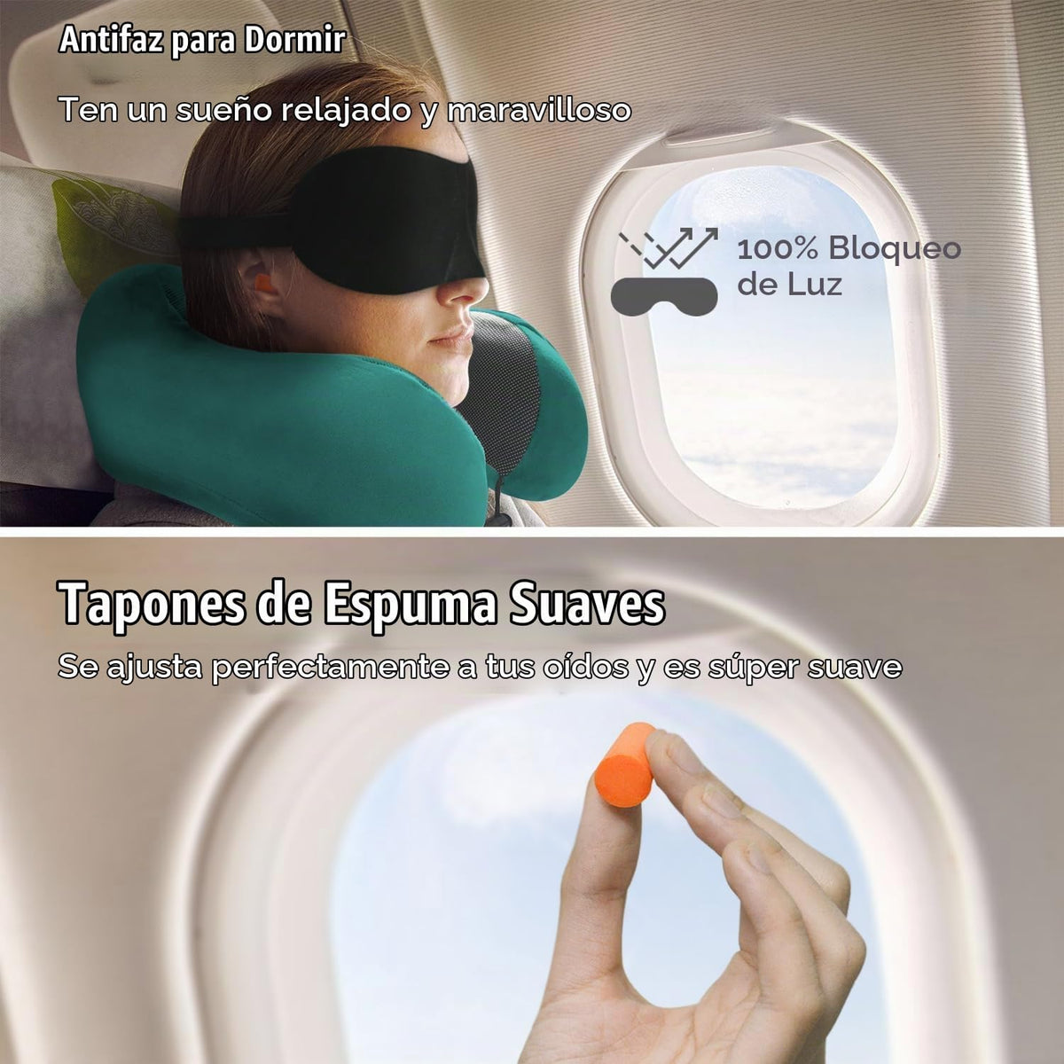 Elvodosia Almohada de viaje, almohada de cuello de espuma viscoelás...