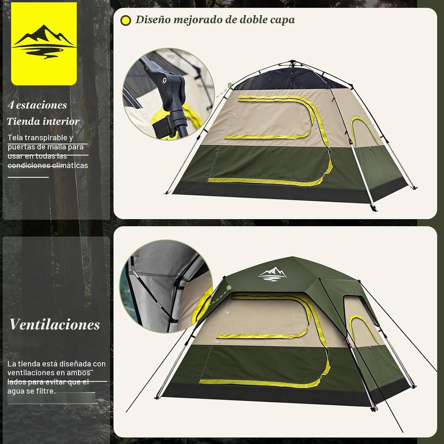 Mimajor Tienda de campaña 2\/3\/4 personas instantáneas Pop Up Tien...