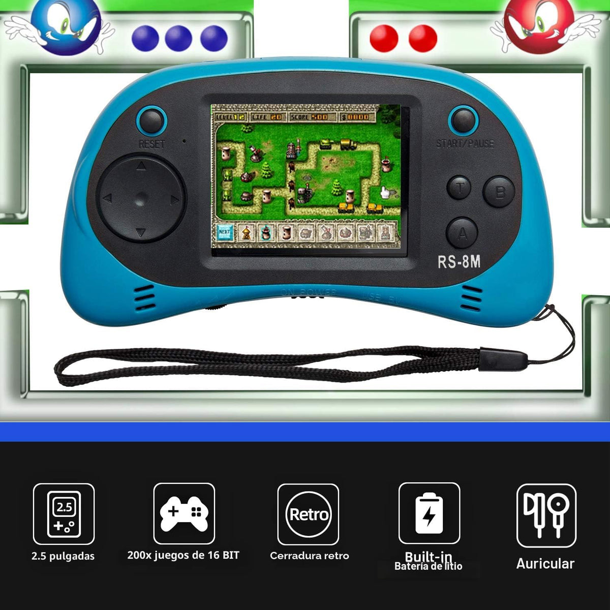 Reproductor de videojuegos portátil de mano para niños con 200 jueg...