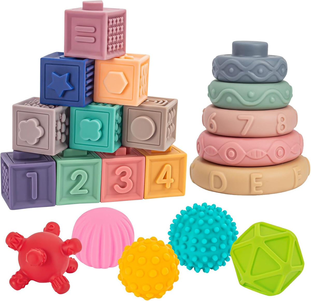 SpringFlower Juguetes Montessori 3 en 1 para bebés de 0-3-6-12 mese...