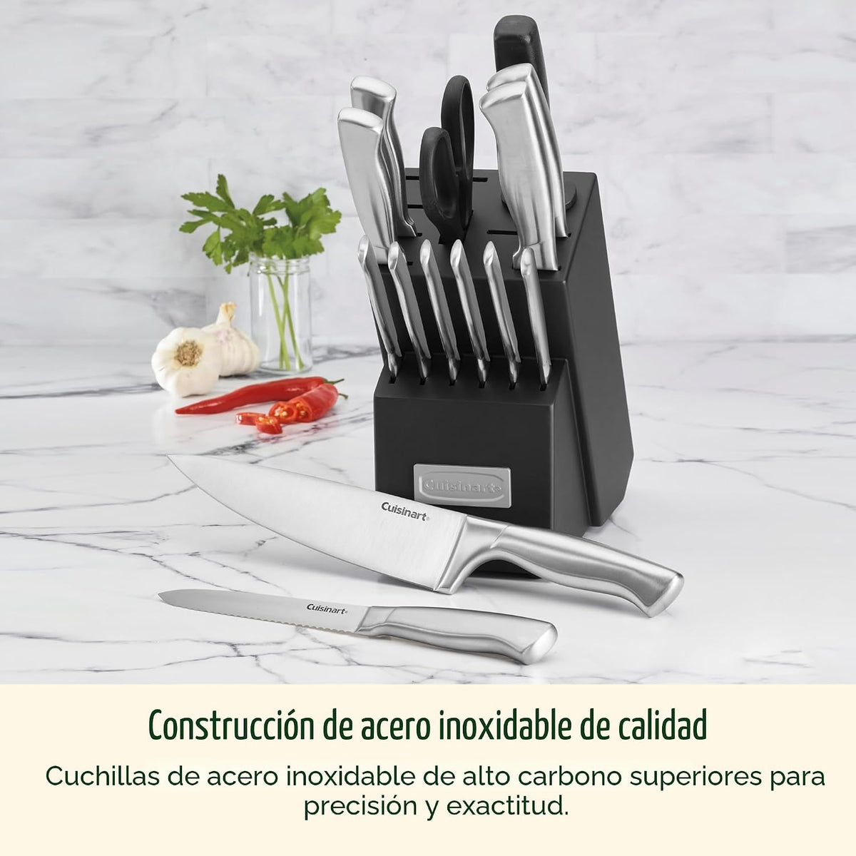 Cuisinart C77SS-15PK Juego de 15 piezas de cuchillería con mango hu...