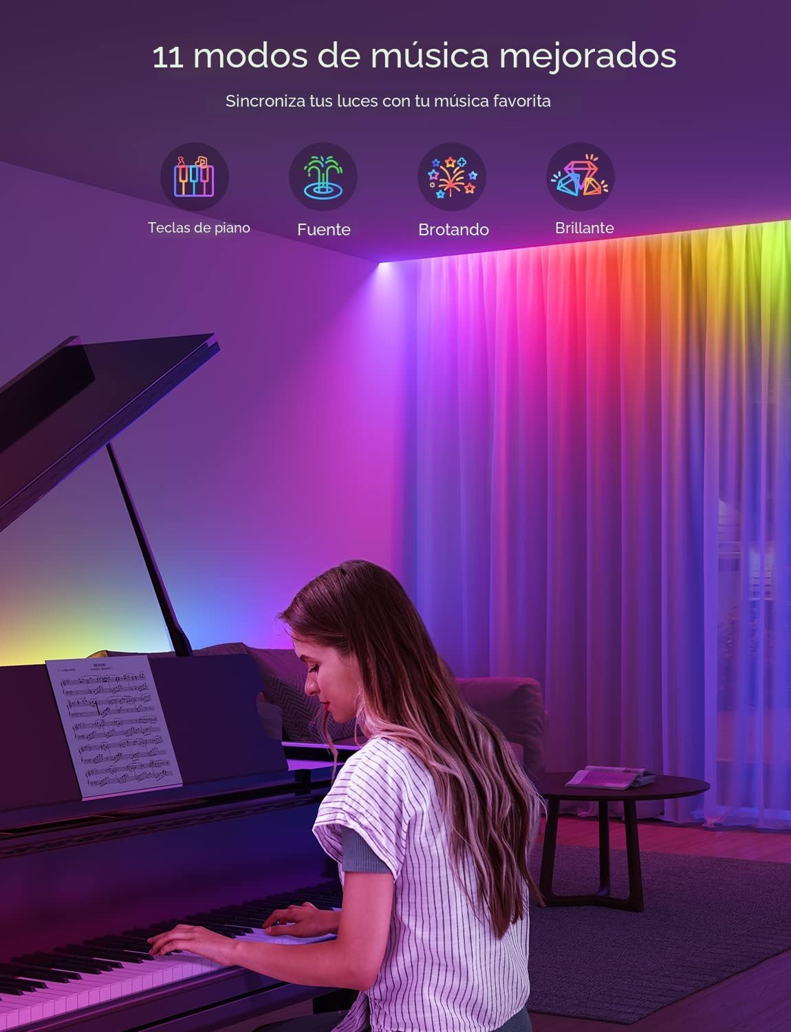 Govee Tira de luces LED RGBIC de 100 pies, luces LED inteligentes p...