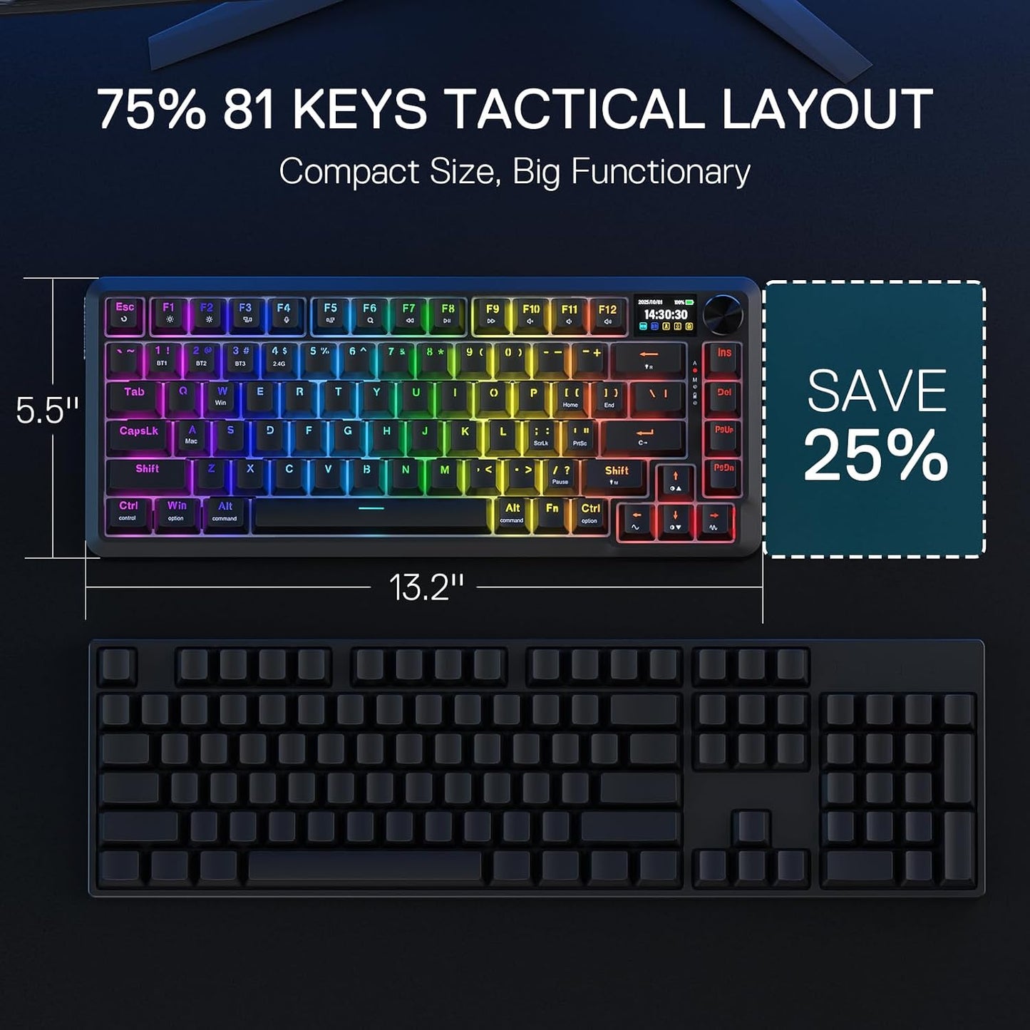 Redragon K724 PRO Teclado inalámbrico para juegos con junta de 81 t...