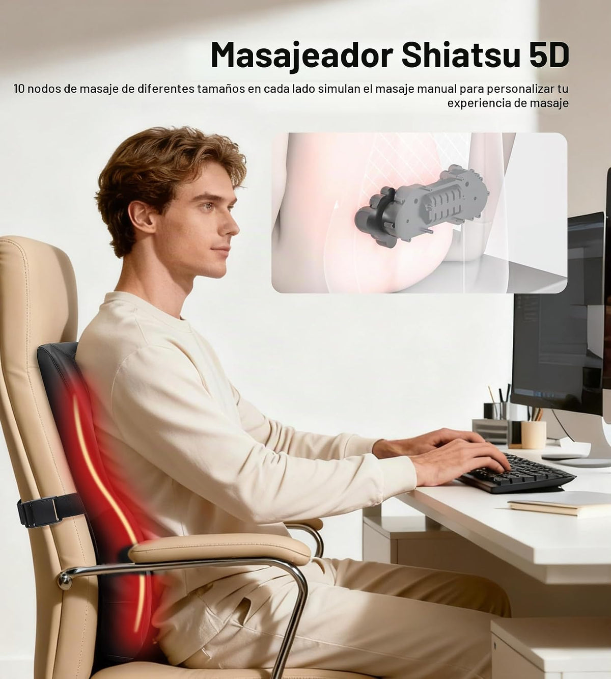 ALLJOY Masajeador térmico de espalda para aliviar el dolor de espal...