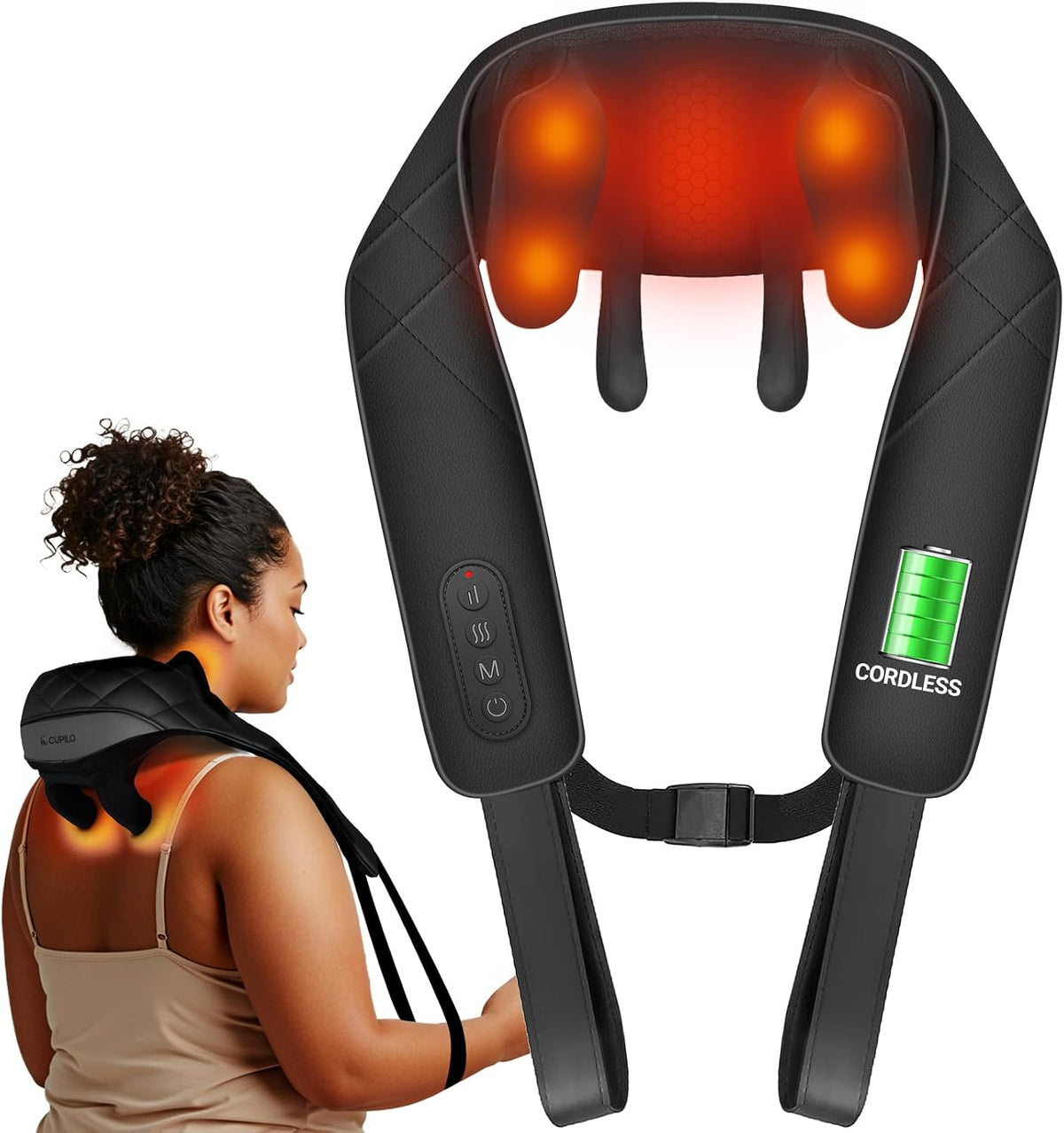 CuPiLo - Masajeador de cuello inalámbrico para aliviar el dolor de...