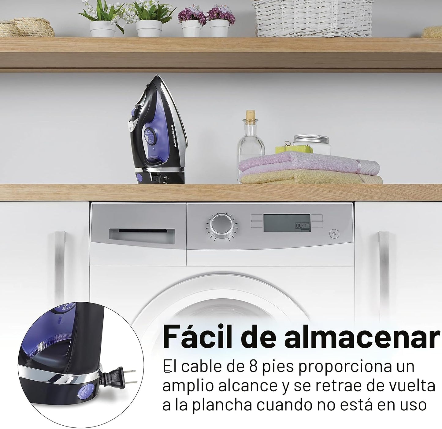 Hamilton Beach Plancha de vapor para ropa con opciones de vapor ver...