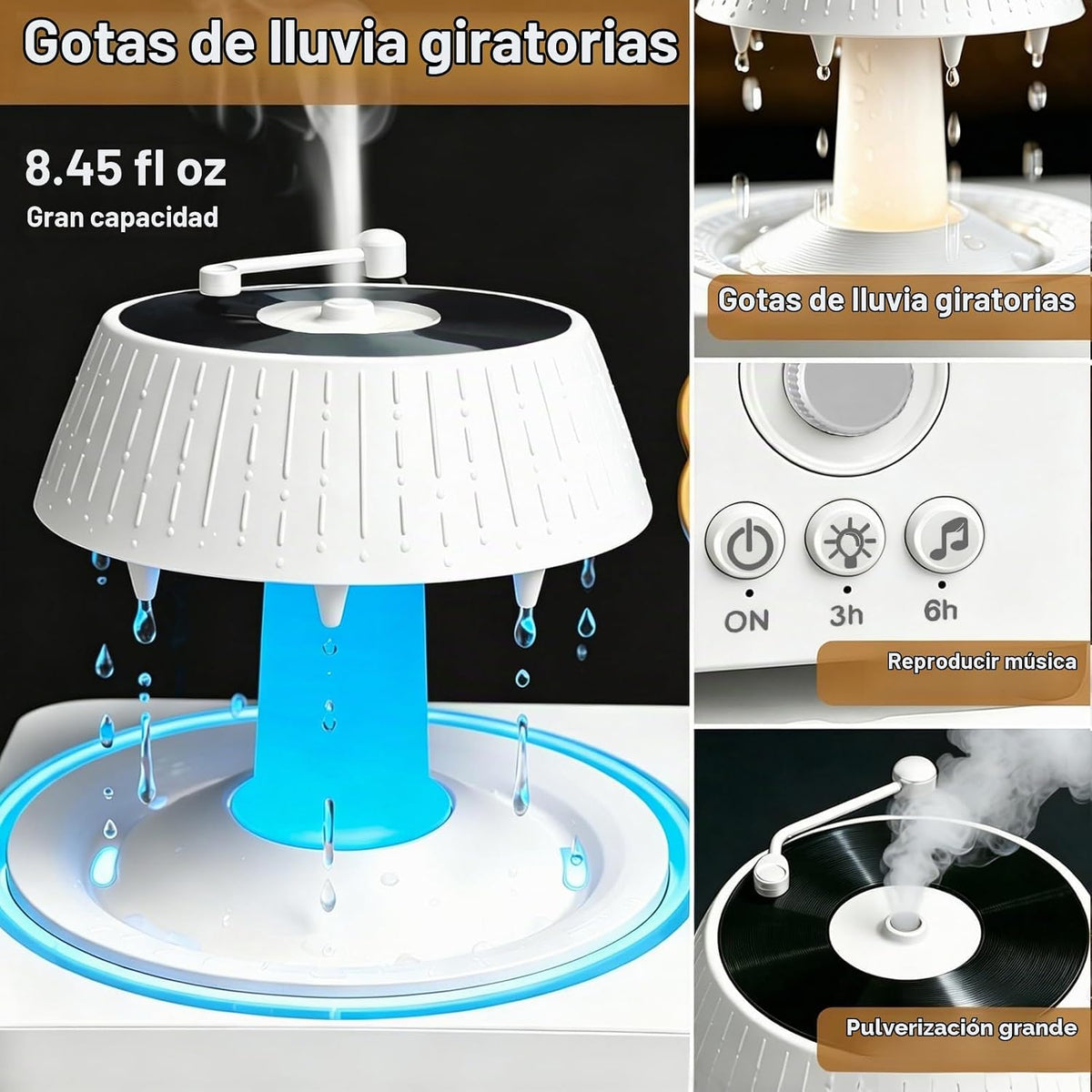 Morbou - Difusor de aroma de gotas de lluvia con ruido blanco, difu...